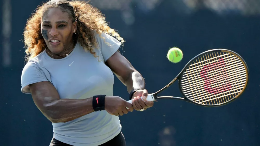 Serena Williams during practice on Arthur Ashe Kids' Day at the 2022 US Open, Saturday, Aug. 27, 2022 in Flushing, NY. (Darren Carroll/USTA)