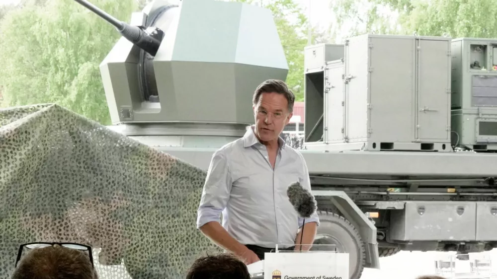 NATO Secretary General Mark Rutte speaks at a press conference in Revinge, Sweden, May 21, 2026. REUTERS/Tom Little