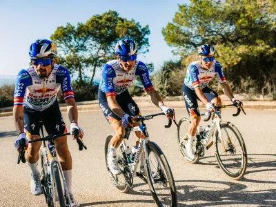 Primož Roglič, Florian Lipowitz and Remco Evenepoel of the Red Bull - BORA - hansgrohe team are photographed during a training session in Palma de Mallorca, Spain on December 8, 2025. // Maximilian Fries / Red Bull Content Pool // SI202601070267 // Usage for editorial use only // 
