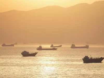 Vessels anchored at the Strait of Hormuz, as seen from Musandam, Oman, May 30, 2026. REUTERS/Stringer REFILE - REMOVING "A DRONE VIEW SHOWS".