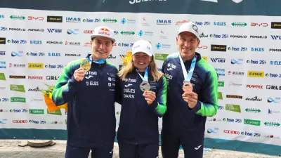 Žiga Lin Hočevar,Eva Alina Hočevar, Luka Božič, 30.05.2026. Kanu Tacen 2026. Foto: Bojan Velikonja