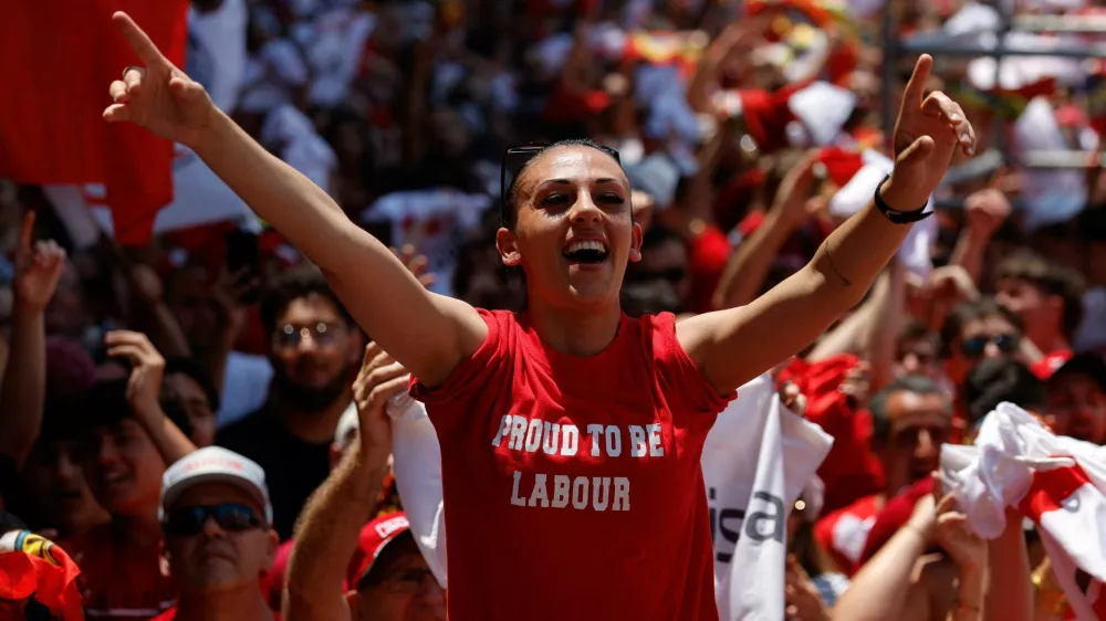 Supporters of Malta's Labour Party celebrate as the party has won the general election, outside the party headquarters in Hamrun, Malta May 31, 2026. REUTERS/Darrin Zammit Lupi