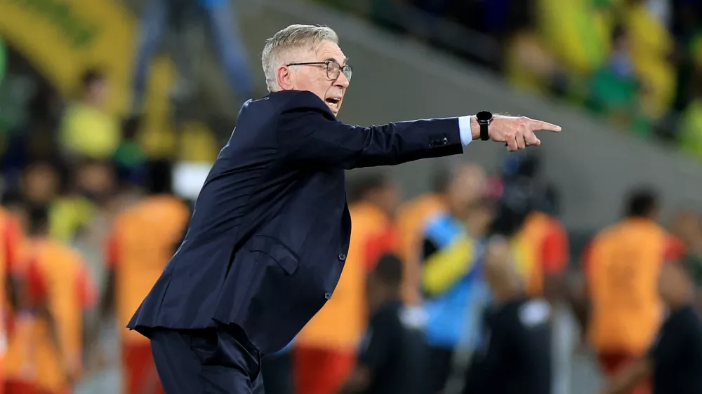 Soccer Football - International Friendly - Brazil v Panama - Estadio Maracana, Rio de Janeiro, Brazil - May 31, 2026 Brazil coach Carlo Ancelotti reacts REUTERS/Pilar Olivares