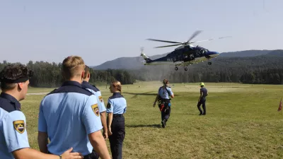 28.8.2025 - Policija - Policijski helikopter -  policijski kamp za srednje&scaron;olceFoto: Luka Cjuha