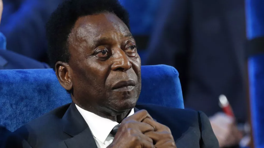 FILE - Brazilian Pele attends the 2018 soccer World Cup draw at the Kremlin in Moscow, Dec. 1, 2017. Pele was hospitalized once more in Sao Paulo to continue his colon tumor treatment. Hospital Albert Einstein said in a statement on Wednesday, Dec. 8, 2021, that the 81-year-old soccer legend is &acirc;&euro;śstable and expected to be released in the next few days.&acirc;&euro;ť (AP Photo/Alexander Zemlianichenko, File)