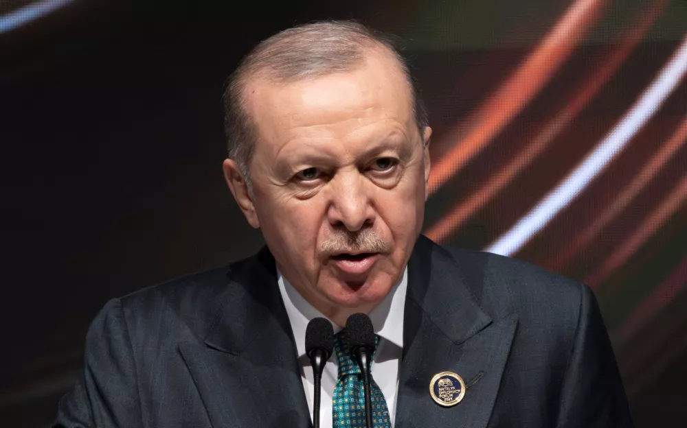 Turkish President Tayyip Erdogan speaks during the opening ceremony of Antalya Diplomacy Forum in Antalya, Turkey, April 17, 2026. REUTERS/Umit Bektas