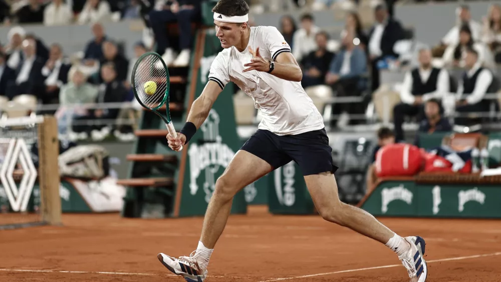 Tennis - French Open - Roland Garros, Paris, France - June 2, 2026 Czech Republic's Jakub Mensik in action during his quarter final match against Brazil's Joao Fonseca REUTERS/Benoit Tessier