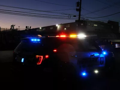 Newark police patrol during an ongoing protest against U.S. Immigration and Customs Enforcement (ICE), outside the Delaney Hall detention center, in Newark, New Jersey, U.S., June 3, 2026. REUTERS/Shannon Stapleton