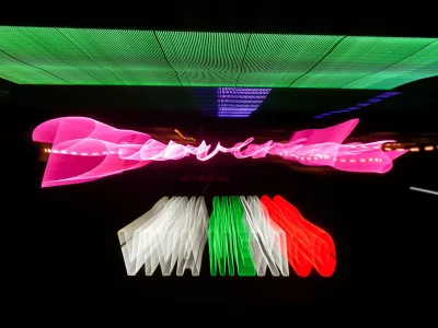 A neon sign reading "Welcome, long live Mexico" is displayed in a bar downtown, as the Iranian national soccer team is set to establish its base camp for the FIFA World Cup 2026 in Tijuana after Mexico's President Claudia Sheinbaum agreed to host the squad, following reports that the U.S. government did not want Iran to remain at its original base in Arizona during the tournament, in Tijuana, Mexico, June 2, 2026. REUTERS/Victor Medina