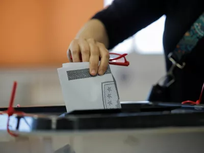 A person votes during a snap parliamentary election in Pristina, Kosovo, June 7, 2026. REUTERS/Valdrin Xhemaj