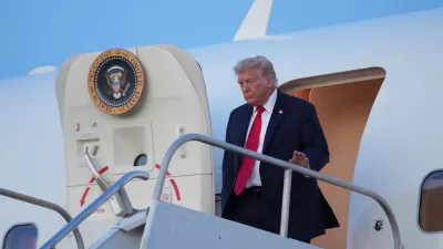 President Donald Trump arrives on Air Force One, Friday, June 5, 2026, at Morristown Airport in Morristown, N.J. (AP Photo/Mark Schiefelbein)