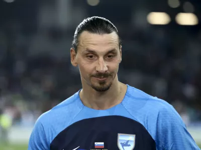 Zlatan Ibrahimović- 15.09.2023 - Stadion Stožice - Zvezde nogometa za žrtve poplav - dobrodelna nogometna tekma za pomoč prizadetim v nedavnih poplavah v Sloveniji na pobudo predsednika Evropske nogometne zveze Uefe Aleksandra Čeferina, //FOTO: Luka Cjuha