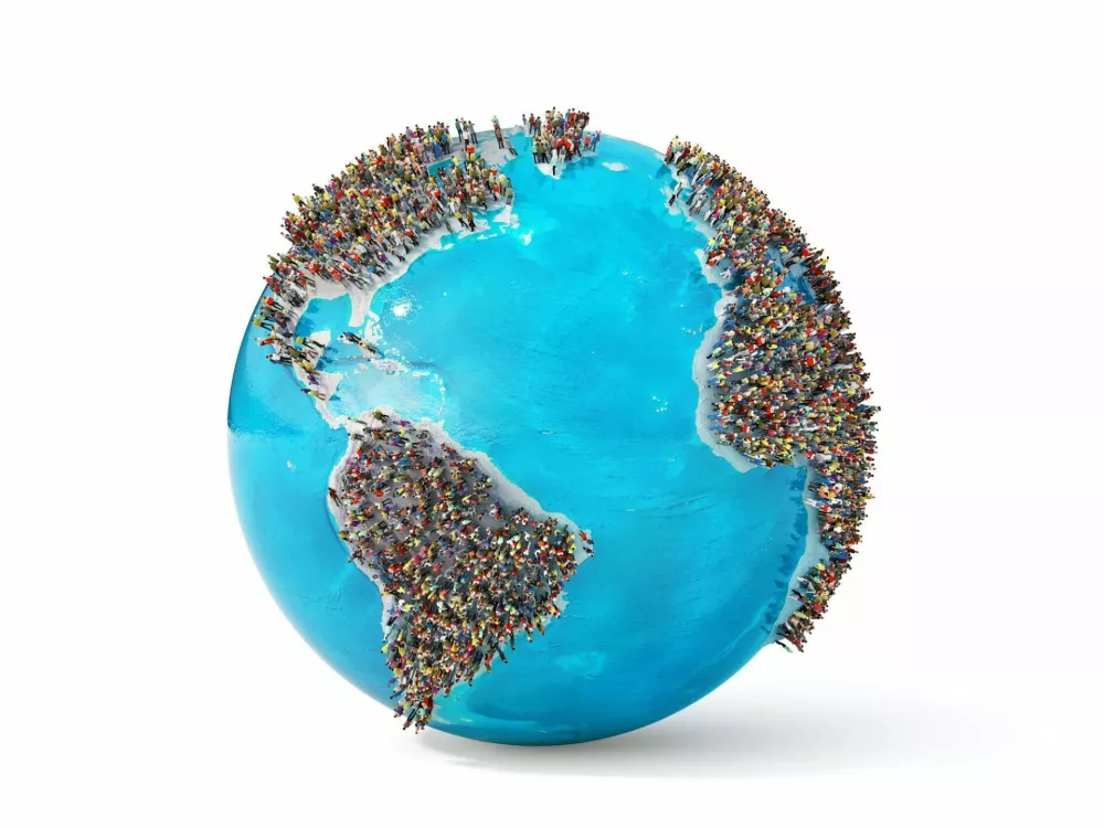 The problem of overpopulation. Earth full of people on a white background. 3d illustration / Foto: Urfinguss