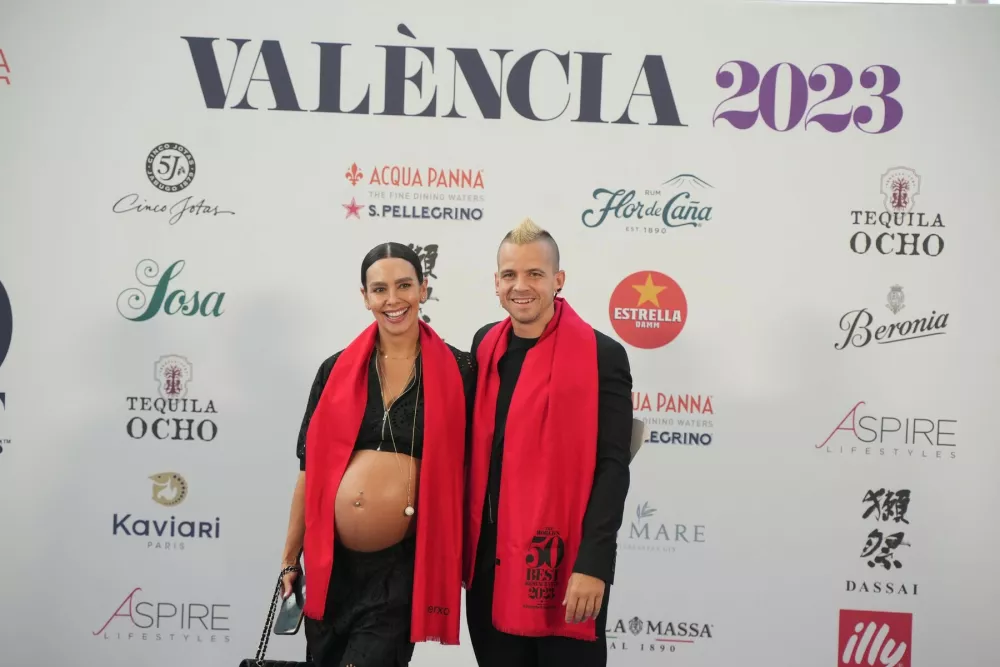 Diverxo chef Dabiz Mu&ntilde;oz and presenter Cristina Pedroche pose during 'The World's 50 Best Restaurants' gala at the Palau de Les Arts on June 20, 2023, in Valencia, Valencia, Spain. The World's 50 Best Restaurants 2023' gala is considered the most prestigious and media-acclaimed list of restaurants worldwide, along with the Michelin Guide, where a selection of 1,080 culinary experts choose the best chefs and restaurants in the world. As a novelty in this 2023, the Valencian restaurant 'Ricard Camarena Restaurant' has burst into the lower section of this list, which goes from 51 to 100 of the best restaurants in the world.JUNE 20;2023;GALA;RESTAURANTS;LIST;BEST06/20/2023,Image: 784444177, License: Rights-managed, Restrictions:, Model Release: no / Foto: Jorge Gil Via Profimedia