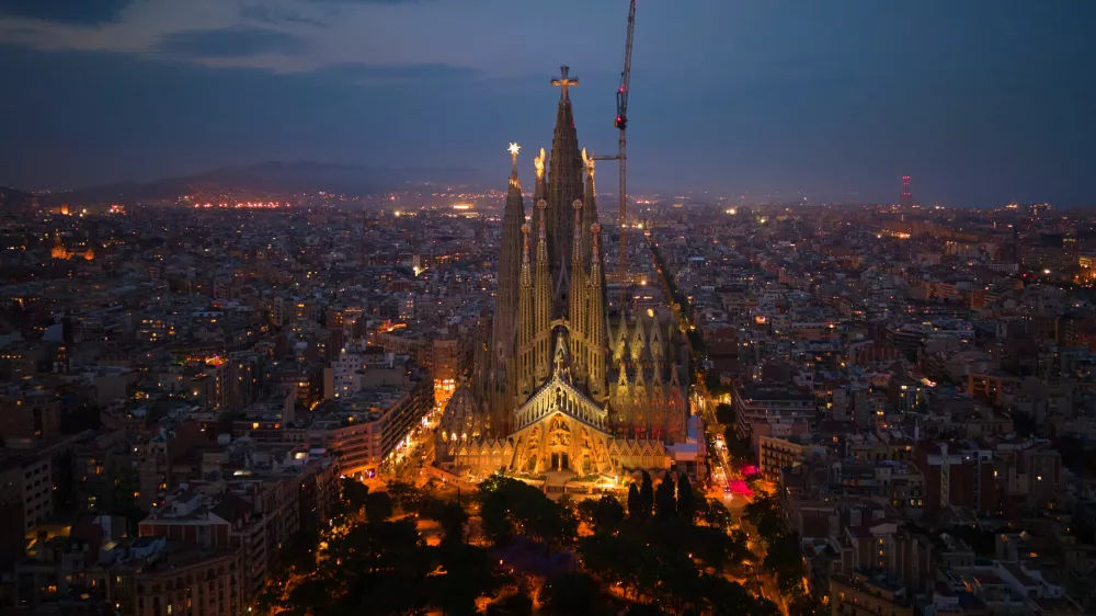 A view of the Basilica of the Sagrada Familia in Barcelona, Spain, Saturday, May 30, 2026, ahead of Pope Leo XIV's visit to Barcelona in June. (AP Photo/Emilio Morenatti)