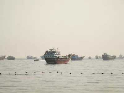 Vessels are anchored in the Strait of Hormuz, as seen from Musandam, Oman, June 10, 2026. REUTERS/Stringer   TPX IMAGES OF THE DAY