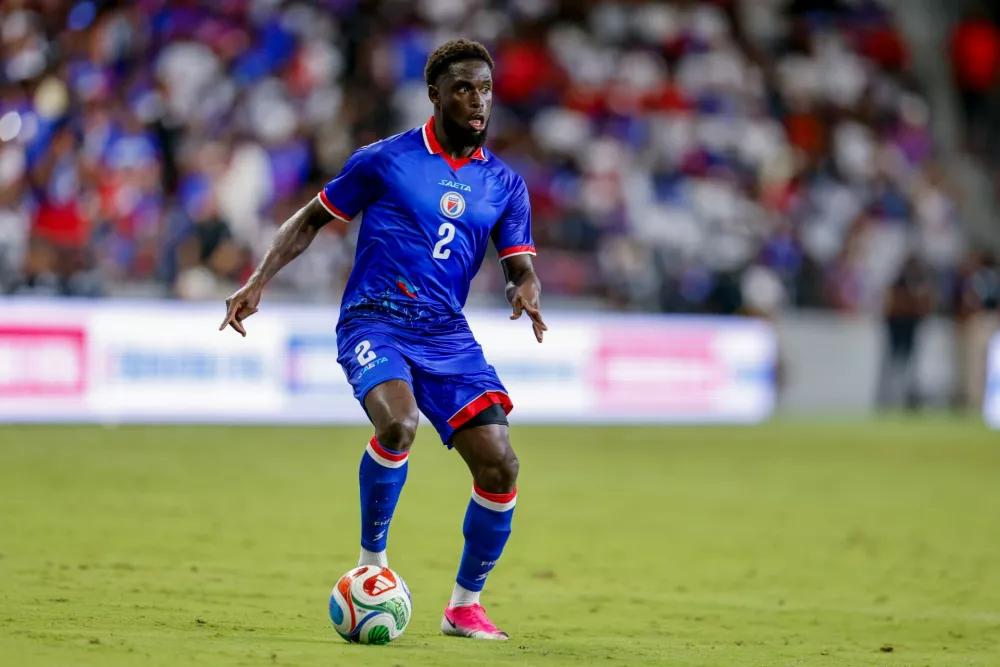 MIAMI, FL - JUNE 5: Haiti defender Carlens Arcus (2) controls the ball during the international friendly game between Haiti and Peru at NU Stadium on June 5, 2026 in Miami,Florida.,Image: 1108313134, License: Rights-managed, Restrictions: * France, Italy, and Japan Rights OUT *, Model Release: no 