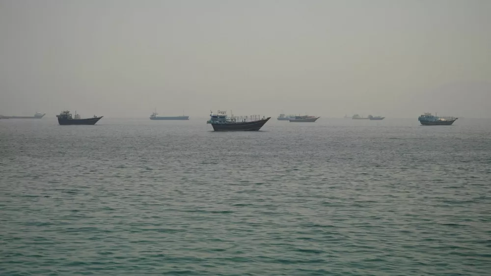Vessels are anchored in the Strait of Hormuz, as seen from Musandam, Oman, June 11, 2026. REUTERS/Stringer