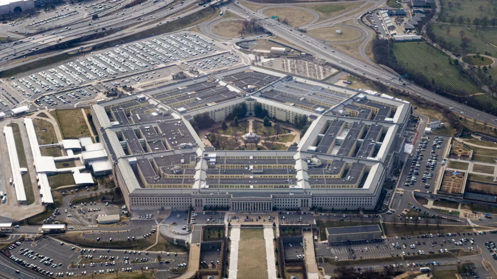 FILE PHOTO: The Pentagon is seen from the air in Washington, U.S., March 3, 2022. REUTERS/Joshua Roberts/File Photo