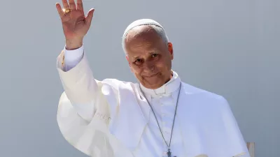 Pope Leo XIV gestures at the Plaza del Cristo de La Laguna, Tenerife, Canary Islands, Spain, June 12, 2026, on the day he meets with migrants and humanitarian organizations, as part of a seven-day apostolic journey to Spain, with visits to Madrid, Barcelona and the Canary Islands. REUTERS/Yara Nardi