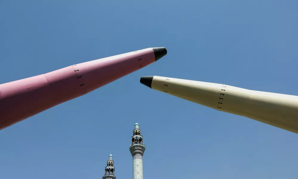 Symbolic mockups of Iranian missiles are displayed, on a street in Tehran, Iran, June 11, 2026. Majid Asgaripour/WANA (West Asia News Agency) via REUTERS ATTENTION EDITORS - THIS PICTURE WAS PROVIDED BY A THIRD PARTY. ISRAEL OUT. NO COMMERCIAL OR EDITORIAL SALES IN ISRAEL. NO ACCESS FOR ISRAELI MEDIA. NO USE BBC PERSIAN. NO USE VOA PERSIAN. NO USE MANOTO. NO USE IRAN INTERNATIONAL. NO USE RADIO FARDA. DIGITAL: NO USE BBC PERSIAN. NO USE VOA PERSIAN. NO USE MANOTO. NO USE IRAN INTERNATIONAL. NO USE RADIO FARDA.