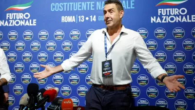 Former Italian general Roberto Vannacci gestures as he addresses a press conference at a national assembly of his far-right Futuro Nazionale party, in Rome, Italy, June 13, 2026. REUTERS/Remo Casilli