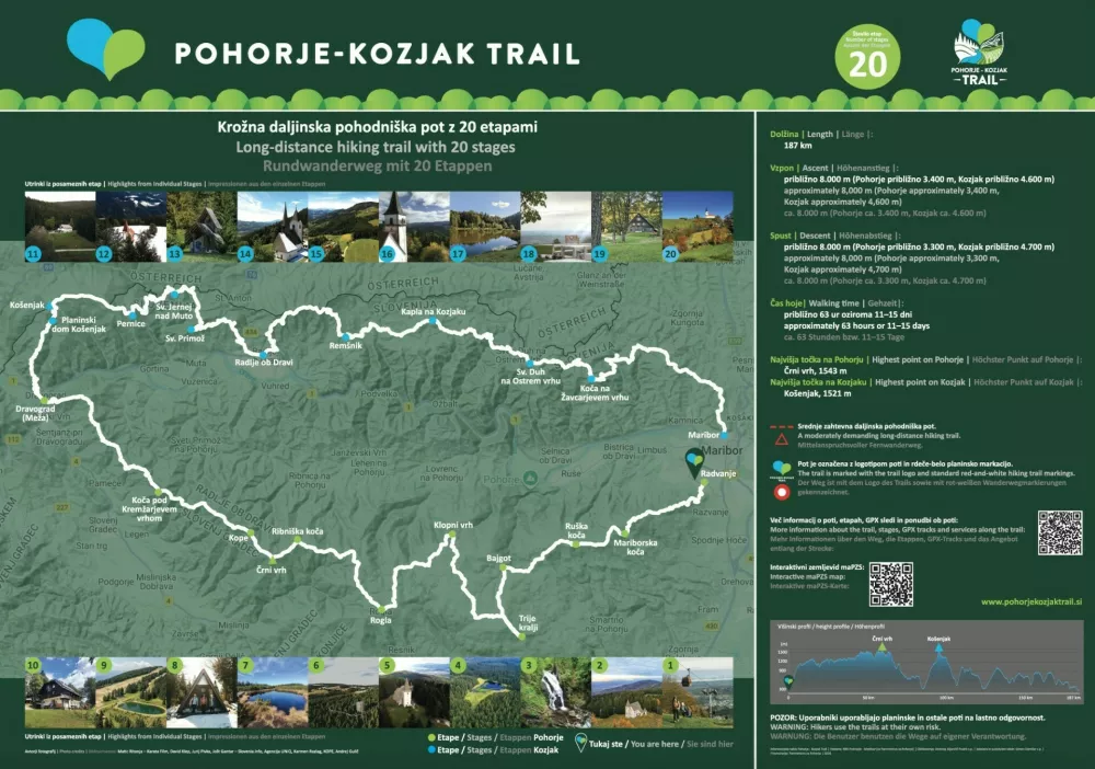 Zemljevid poti po Pohorju in Kozaku. / Foto: Kreativna Baza