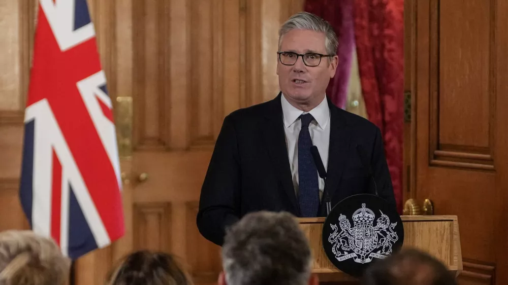 Britain's Prime Minister Keir Starmer attends a press conference at Downing Street in central London on June 15, 2026, to announce government action to protect children online.   CARLOS JASSO/Pool via REUTERS