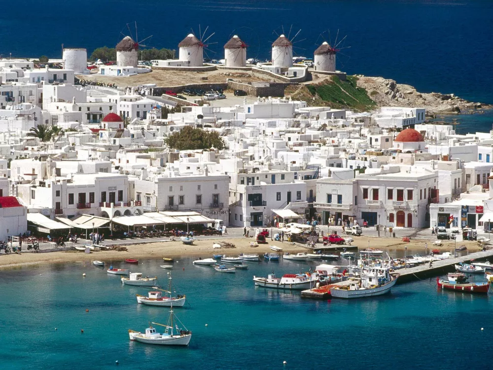 Mykonos, grčija, apnorama