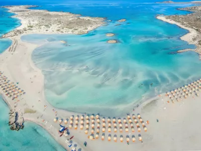 Aerial view of Elafonissi beach, Crete, Greece