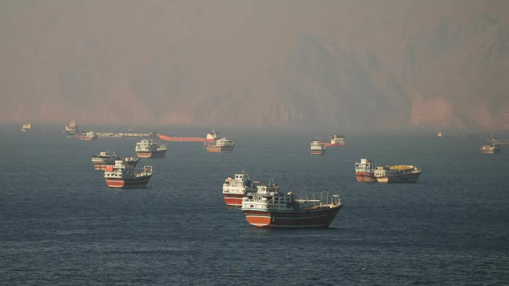 Vessels at the Strait of Hormuz, as seen from Musandam, Oman, June 15, 2026. REUTERS/Stringer