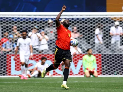 Soccer Football - FIFA World Cup 2026 - Group G - Belgium v Egypt - Seattle Stadium, Seattle, Washington, U.S. - June 15, 2026 Belgium's Romelu Lukaku celebrates their first goal, an own goal scored by Egypt's Mohamed Hany REUTERS/Albert Gea   TPX IMAGES OF THE DAY