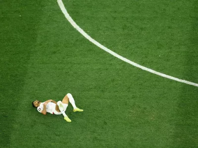 Soccer Football - FIFA World Cup 2026 - Group G - Iran v New Zealand - Los Angeles Stadium, Inglewood, California, U.S. - June 15, 2026 Iran's Milad Mohammadi reacts after the match REUTERS/Lisi Niesner