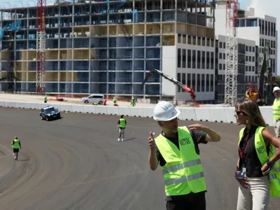 Formula One F1 - Madring opens circuit and facilities to media ahead of official unveiling - Madring Circuit, Madrid, Spain - June 15, 2026 Media tour participants at the circuit ahead of the official unveiling REUTERS/Violeta Santos Moura
