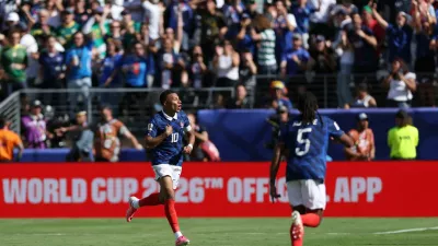 Soccer Football - FIFA World Cup 2026 - Group I - France v Senegal - New York/New Jersey Stadium, East Rutherford, New Jersey, U.S. - June 16, 2026 France's Kylian Mbappe celebrates scoring their third goal with Jules Kounde REUTERS/John Sibley