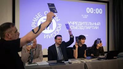 Russian opposition politician Ilya Yashin casts his vote during the election of members of the Political Council at the founding congress of the Peaceful Russia party. The Peaceful Russia party was founded by Russian opposition politicians, anti-war activists, former municipal deputies, human rights advocates and members of the Russian diaspora living in exile. During its founding delegates adopted the party's charter and manifesto, elected governing bodies and discussed the organization's future political strategy. According to its founders, the party aims to represent anti-war Russians, support democratic initiatives and advocate for a peaceful, democratic and law-based future for Russia. The organization also seeks to maintain political engagement with Russian civil society and strengthen cooperation among Russian democratic communities abroad.Founding congress for the Peaceful Russia party in Berlin, Germany - 13 Jun 2026,Image: 1110153829, License: Rights-managed, Restrictions:, Model Release: no 