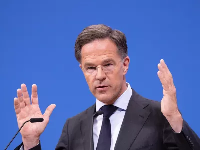 NATO Secretary General Mark Rutte speaks during a pre-ministerial media conference at NATO headquarters in Brussels, Wednesday, June 17, 2026. (AP Photo/Omar Havana)