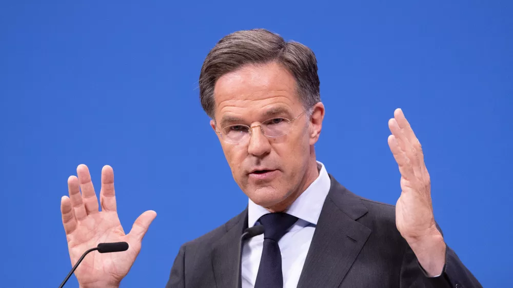 NATO Secretary General Mark Rutte speaks during a pre-ministerial media conference at NATO headquarters in Brussels, Wednesday, June 17, 2026. (AP Photo/Omar Havana)