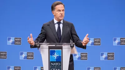 NATO Secretary General Mark Rutte speaks during a pre-ministerial media conference at NATO headquarters in Brussels, Wednesday, June 17, 2026. (AP Photo/Omar Havana)