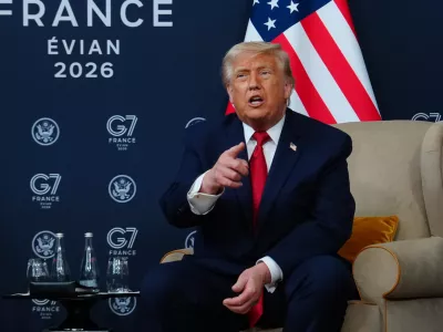 U.S. President Donald Trump meets with Egypt's President Abdel Fattah al-Sisi on the&nbsp;sidelines of&nbsp;the G7 summit, Wednesday, June 17, 2026, in Evian-les-Bains, France. (AP Photo/Julia Demaree Nikhinson)