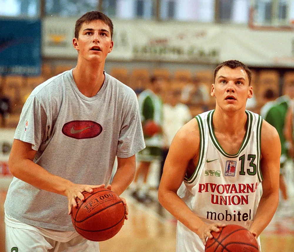 Primož Brezec &Scaron;arunas Jasikevičius, ko&scaron;arka Union Olimpija / Foto: Matej Pov&scaron;e