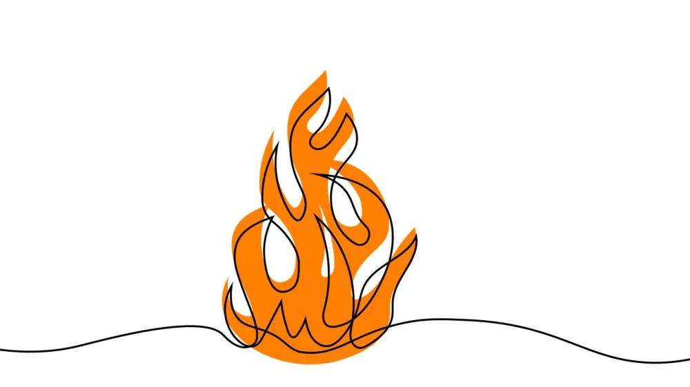 Continuous line flame icon in color. A simple line drawing of a burning fire with color in a minimalist style on a white background. Vector illustration / Foto: Polcreate Getty Images