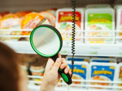 people holds magnifying glass in hand in store and looks at price of product through it. adaptation of stores for people with disabilities. comfortable life with poor eyesight. selective focus / Foto: Aleksandra Pavlova Getty Images