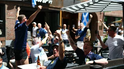 Soccer Football - FIFA World Cup 2026 - Group C - Scotland v Morocco - Preview - Boston, Massachusetts, U.S. - June 17, 2026 Scotland fans are seen in a tavern ahead of the match REUTERS/Peter Cziborra