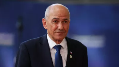 Slovenia's Prime Minister Janez Jansa arrives at a European Union leaders summit in Brussels, Belgium, June 18, 2026. REUTERS/Laia Ros