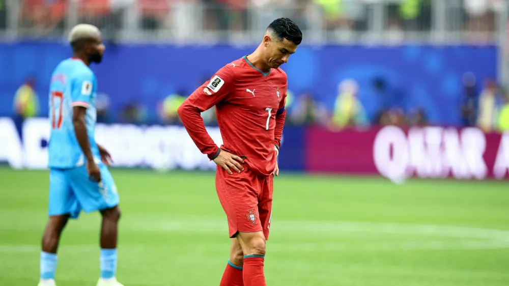 Soccer Football - FIFA World Cup 2026 - Group K - Portugal v DR Congo - Houston Stadium, Houston, Texas, U.S. - June 17, 2026 Portugal's Cristiano Ronaldo looks dejected after the match REUTERS/Phil Noble