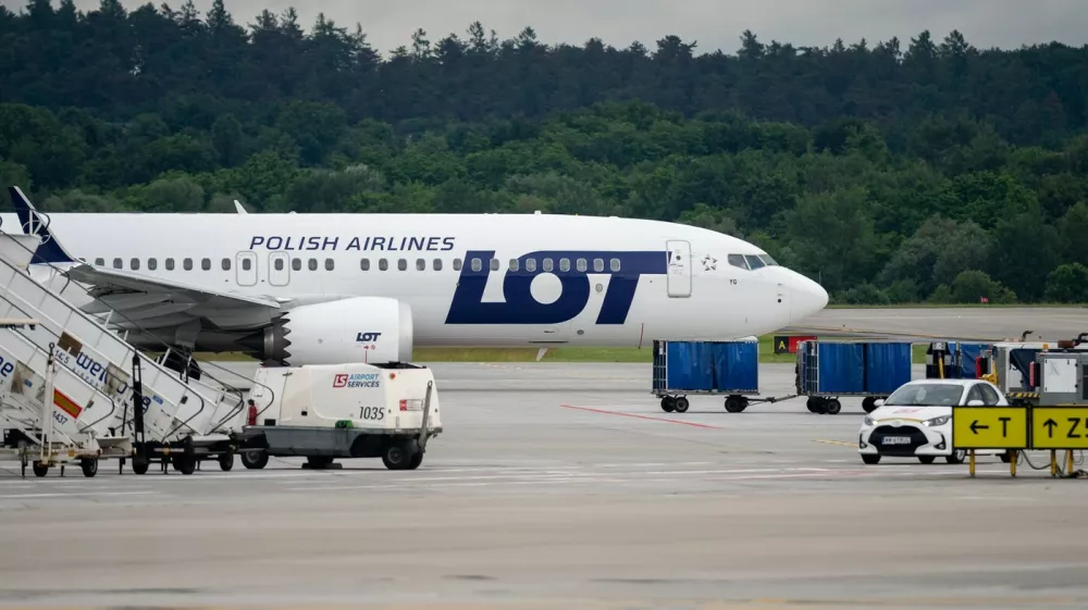A LOT Polish Airlines Boeing 737 MAX 8 aircraft is seen at John Paul II Krakow Balice International Airport in Krakow, Poland, on June 11, 2026. LOT Polish Airlines is the flag carrier of Poland, operating scheduled passenger flights across Europe, North America, and Asia.Krakow Balice International Airport, Poland - 11 Jun 2026,Image: 1110171281, License: Rights-managed, Restrictions:, Model Release: no 