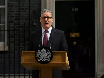 British Prime Minister Keir Starmer speaks outside 10 Downing Street, following Andy Burnham's decisive victory last week in the Makerfield by-election, in London, Britain, June 22, 2026. REUTERS/Jaimi Joy