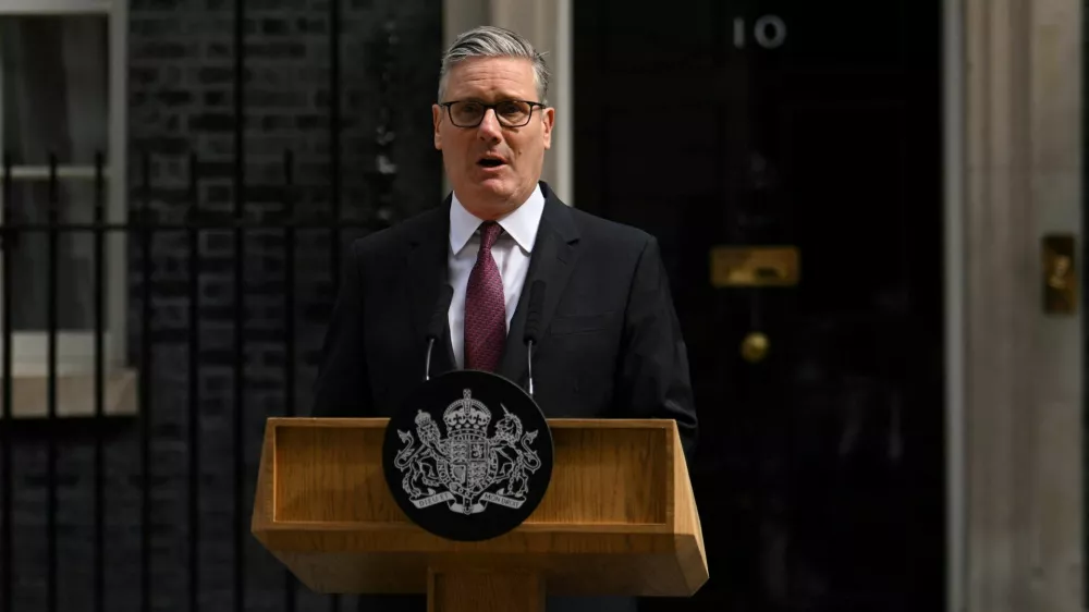 British Prime Minister Keir Starmer speaks outside 10 Downing Street, following Andy Burnham's decisive victory last week in the Makerfield by-election, in London, Britain, June 22, 2026. REUTERS/Jaimi Joy