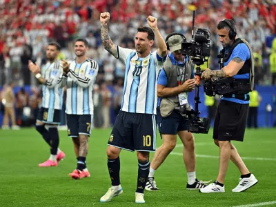 Soccer Football - FIFA World Cup 2026 - Group J - Argentina v Austria - Dallas Stadium, Arlington, Texas, U.S. - June 22, 2026 Argentina's Lionel Messi celebrates after the match IMAGN IMAGES via Reuters/Maria Lysaker